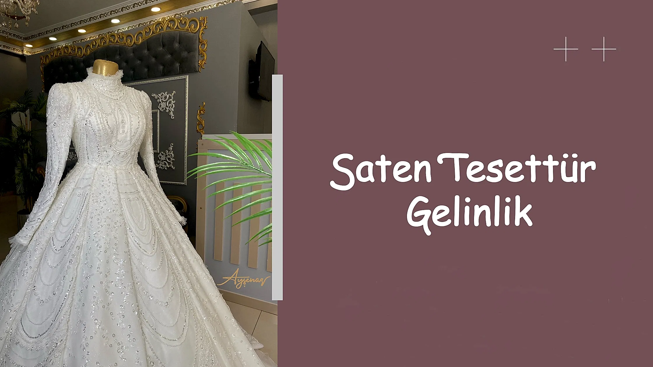 Saten Tesettür Gelinlik