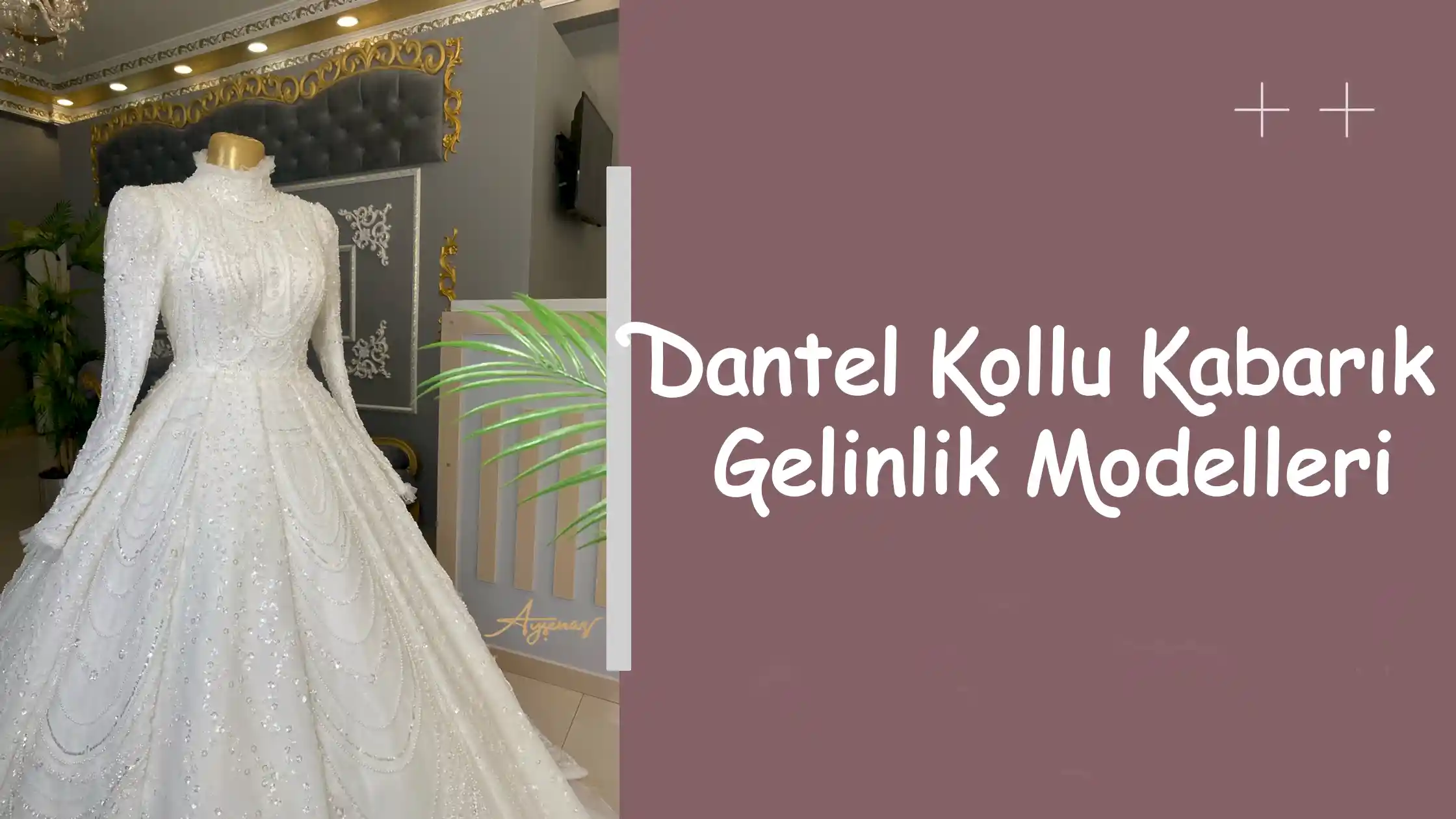Dantel Kollu Kabarık Gelinlik Modelleri