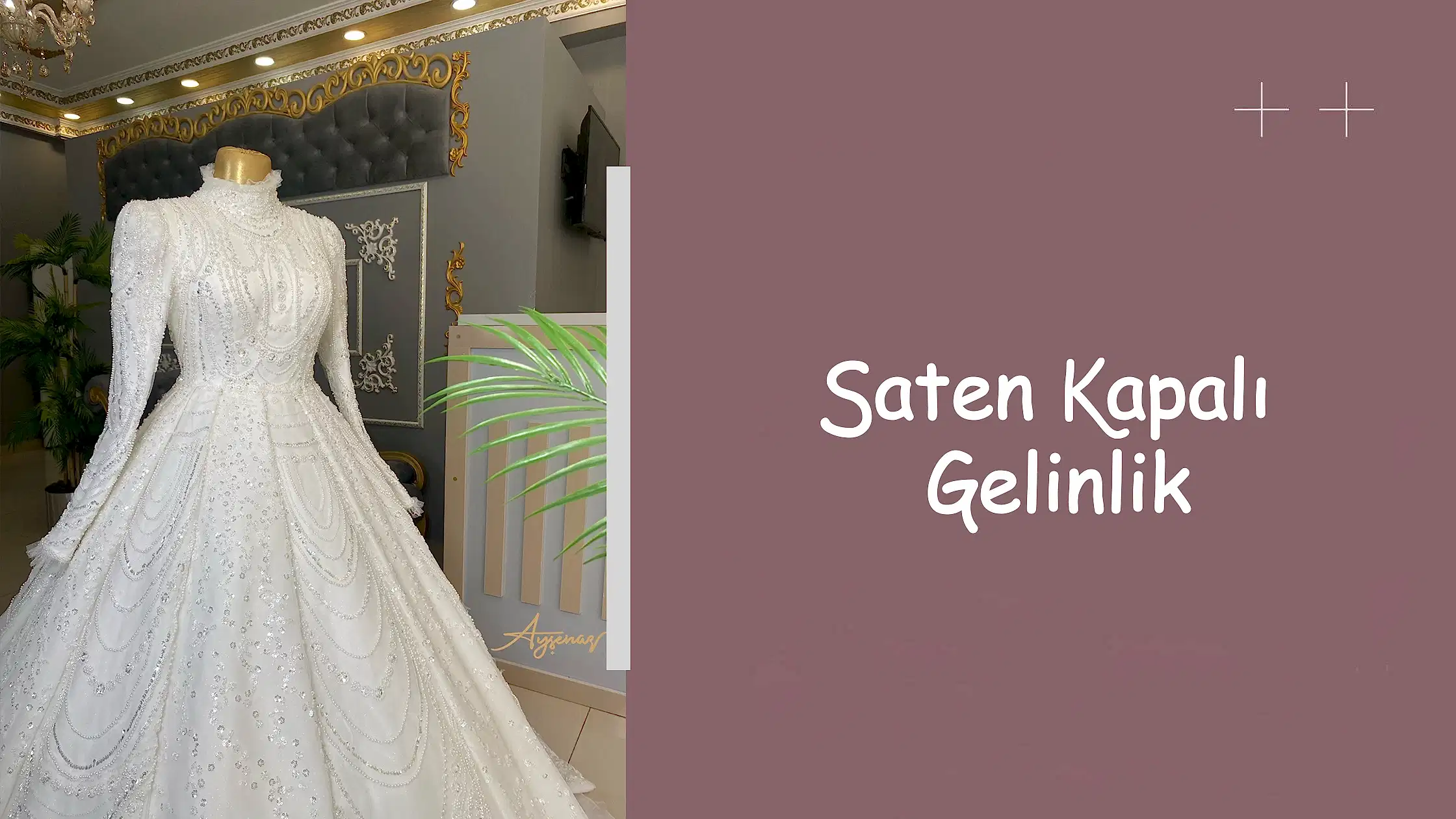 Saten Kapalı Gelinlik